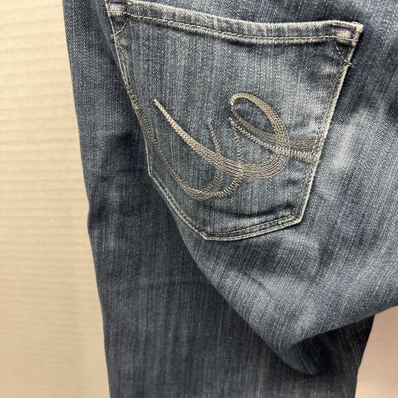 Express Stella Bootcut Jeans Women Sz 4 L Mid Rise Blue Stretch Dark Wash - Picture 9 of 12